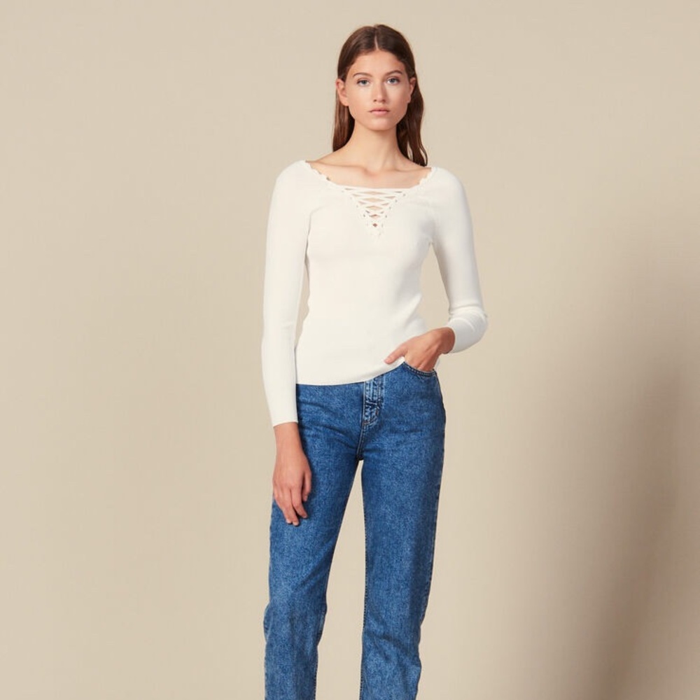 Sandro tie front shirt, size34